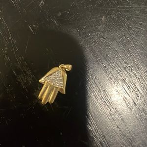 Diamond 10k gold Chamsa hand charm pendant triangle